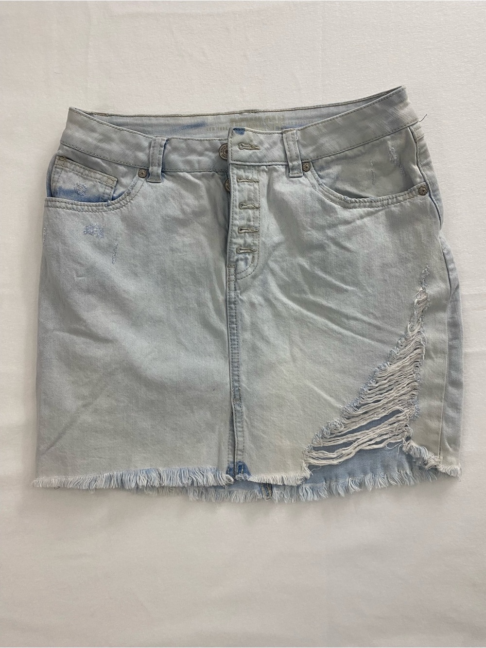 Rewash Vintage Reunion Distressed Denim Mini Skirt